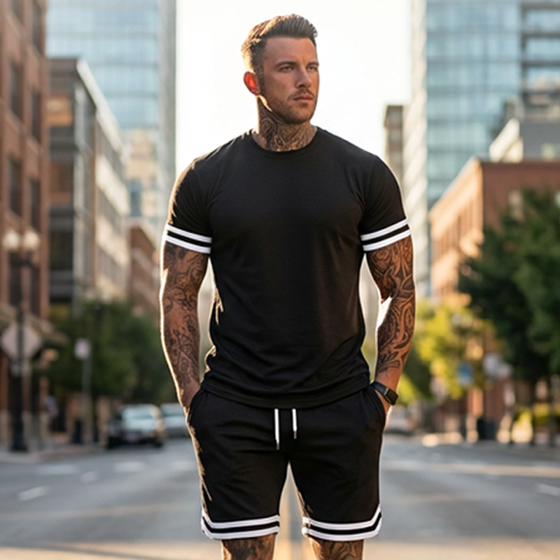 🥳2026 HOT SALE🔥Casual Short Sleeve T-Shirt & Shorts Set-4