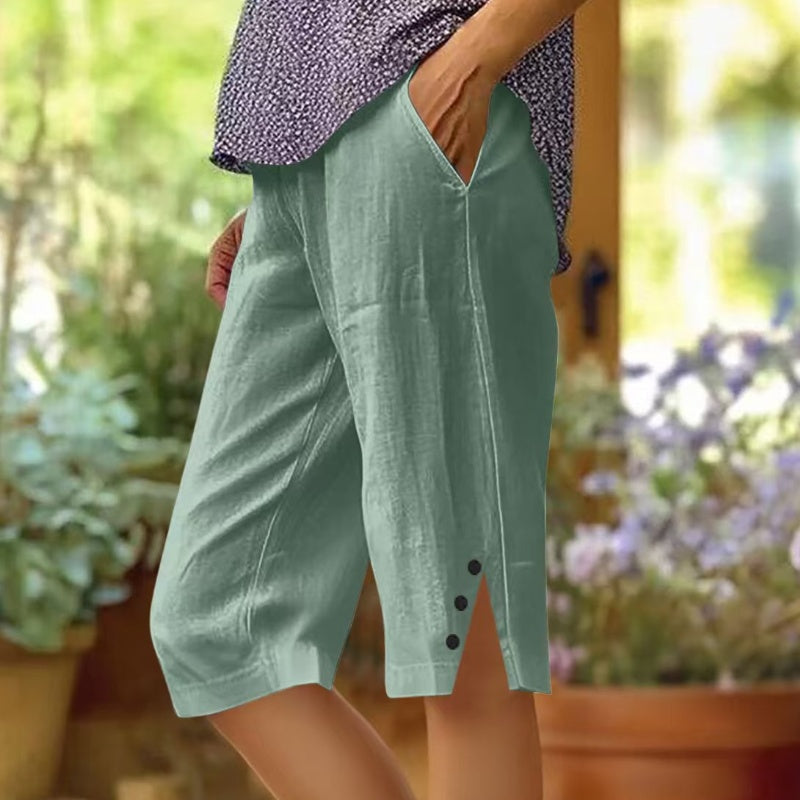 ⏳🔥 NUR KURZE ZEIT: 50% 💥 Einfarbige Damen-Caprihose mit Seitentaschen – bequem, stilvoll & perfekt für den Sommer ☀️-1