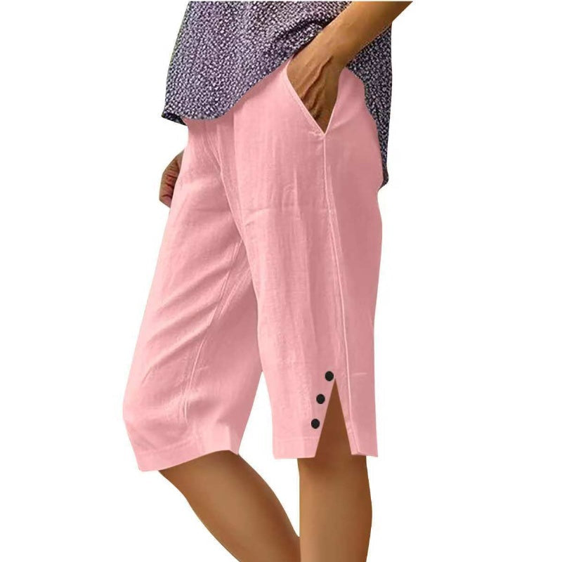 ⏳🔥 NUR KURZE ZEIT: 50% 💥 Einfarbige Damen-Caprihose mit Seitentaschen – bequem, stilvoll & perfekt für den Sommer ☀️-4