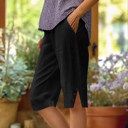 ⏳🔥 NUR KURZE ZEIT: 50% 💥 Einfarbige Damen-Caprihose mit Seitentaschen – bequem, stilvoll & perfekt für den Sommer ☀️-3