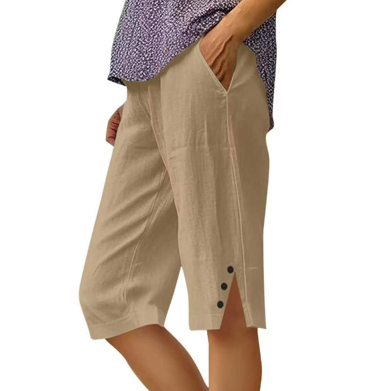 ⏳🔥 NUR KURZE ZEIT: 50% 💥 Einfarbige Damen-Caprihose mit Seitentaschen – bequem, stilvoll & perfekt für den Sommer ☀️-6