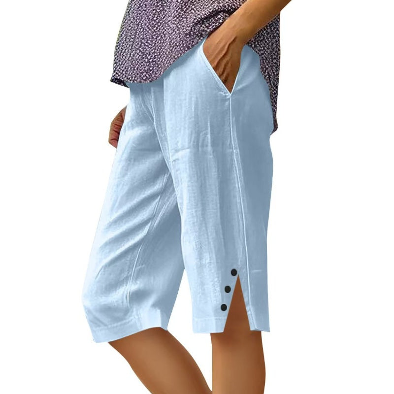 ⏳🔥 NUR KURZE ZEIT: 50% 💥 Einfarbige Damen-Caprihose mit Seitentaschen – bequem, stilvoll & perfekt für den Sommer ☀️-7