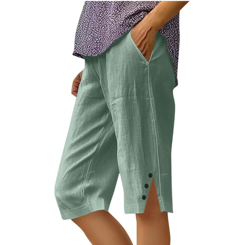 ⏳🔥 NUR KURZE ZEIT: 50% 💥 Einfarbige Damen-Caprihose mit Seitentaschen – bequem, stilvoll & perfekt für den Sommer ☀️-8