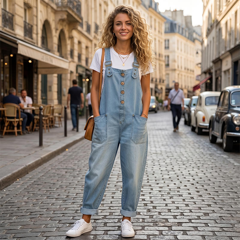 👖🔥 50% RABATT 💥 Damen Baggy Denim Latzhose mit Taschen – lässig, bequem & absolut im Trend ✨-4