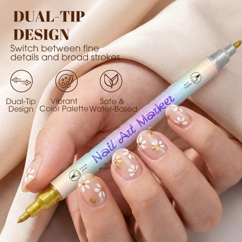 💅 ¡50% OFF HOY! Set de Plumones Doble Punta para Nail Art – Crea Uñas de Salón en Casa ✨