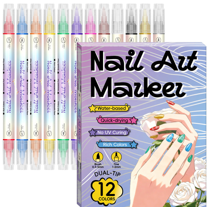 💅 ¡50% OFF HOY! Set de Plumones Doble Punta para Nail Art – Crea Uñas de Salón en Casa ✨