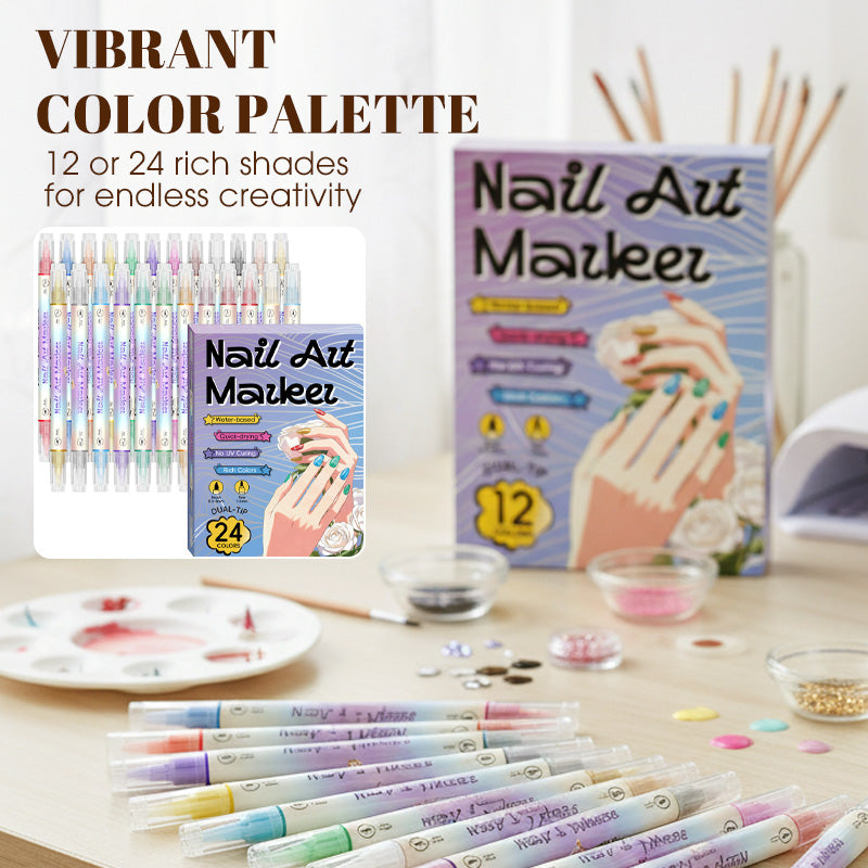 💅 ¡50% OFF HOY! Set de Plumones Doble Punta para Nail Art – Crea Uñas de Salón en Casa ✨