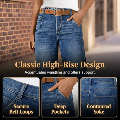 👖Damenjeans mit hoher Taille und geradem Bein✨-1