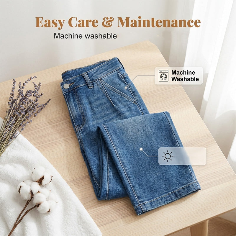 👖Damenjeans mit hoher Taille und geradem Bein✨-4