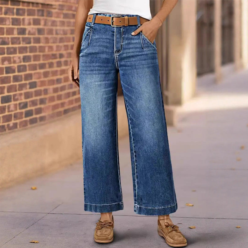 👖Damenjeans mit hoher Taille und geradem Bein✨-8