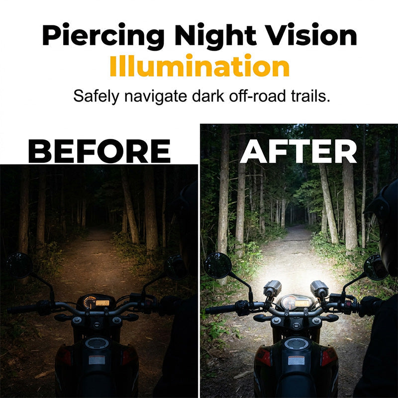 📢📢¡50% OFF!! ⏰Faro LED Universal para Motocicleta de Doble Color – Luz Auxiliar de Conducción