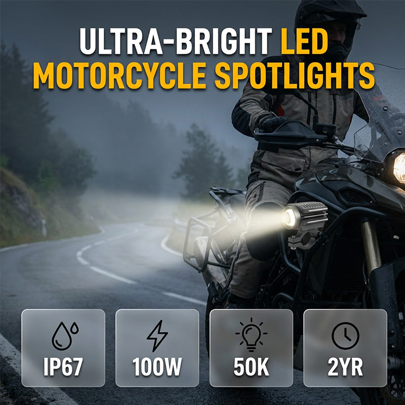 📢📢¡50% OFF!! ⏰Faro LED Universal para Motocicleta de Doble Color – Luz Auxiliar de Conducción