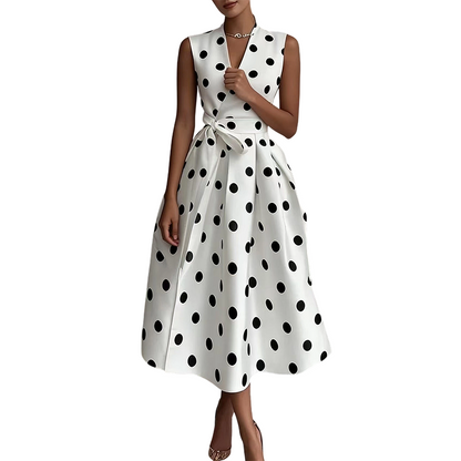 📢📢¡¡50% DE DESCUENTO!! ⏰Vestido sin Mangas con Escote en V y Estampado de Lunares para Mujer