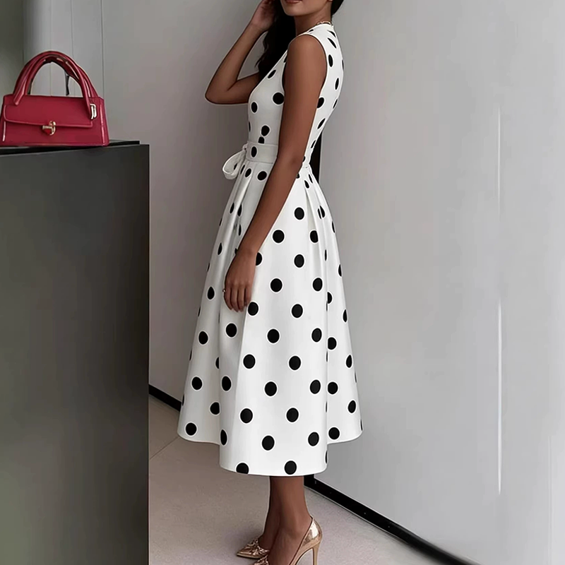 📢📢¡¡50% DE DESCUENTO!! ⏰Vestido sin Mangas con Escote en V y Estampado de Lunares para Mujer