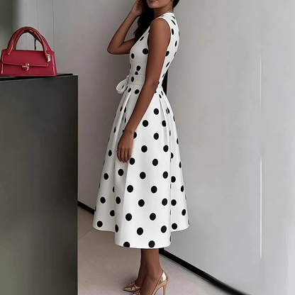 📢📢¡¡50% DE DESCUENTO!! ⏰Vestido sin Mangas con Escote en V y Estampado de Lunares para Mujer