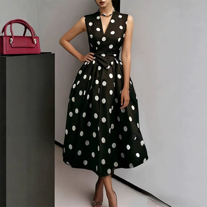 📢📢¡¡50% DE DESCUENTO!! ⏰Vestido sin Mangas con Escote en V y Estampado de Lunares para Mujer