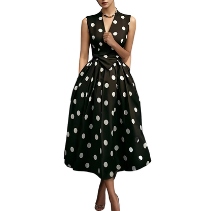 📢📢¡¡50% DE DESCUENTO!! ⏰Vestido sin Mangas con Escote en V y Estampado de Lunares para Mujer