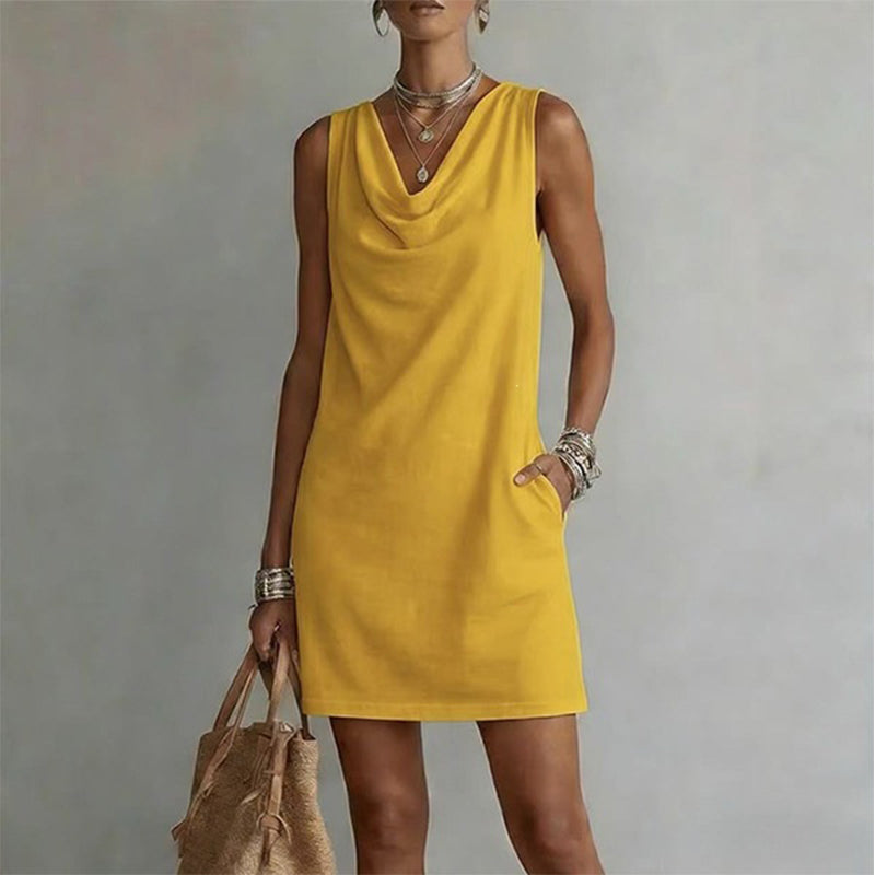 👗 50% RABATT! ⏰ Elegantes Slim-Fit-Kleid mit Wasserfallausschnitt – Ärmellos & mit Seitentaschen – Vielseitig & schmeichelhaft – perfekt für Büro, Dinner oder einen stilvollen Auftritt im Alltag ✨🌸-10