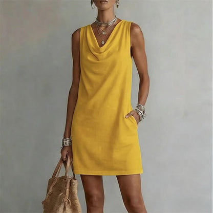 👗 50% RABATT! ⏰ Elegantes Slim-Fit-Kleid mit Wasserfallausschnitt – Ärmellos & mit Seitentaschen – Vielseitig & schmeichelhaft – perfekt für Büro, Dinner oder einen stilvollen Auftritt im Alltag ✨🌸-10