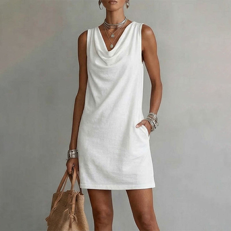👗 50% RABATT! ⏰ Elegantes Slim-Fit-Kleid mit Wasserfallausschnitt – Ärmellos & mit Seitentaschen – Vielseitig & schmeichelhaft – perfekt für Büro, Dinner oder einen stilvollen Auftritt im Alltag ✨🌸-18