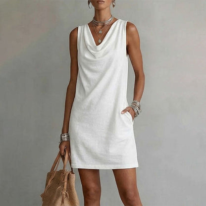 👗 50% RABATT! ⏰ Elegantes Slim-Fit-Kleid mit Wasserfallausschnitt – Ärmellos & mit Seitentaschen – Vielseitig & schmeichelhaft – perfekt für Büro, Dinner oder einen stilvollen Auftritt im Alltag ✨🌸-18
