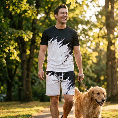 👕 ¡OFERTA LIMITADA 50% OFF! 💥 Conjunto Casual de Verano con Estampado Dinámico para Hombre – Pincelada 3D, Tela Suave, Corte Ergonómico ✨