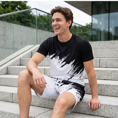 👕 ¡OFERTA LIMITADA 50% OFF! 💥 Conjunto Casual de Verano con Estampado Dinámico para Hombre – Pincelada 3D, Tela Suave, Corte Ergonómico ✨