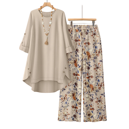 🔥 Letzter Tag! 50% Rabatt NEU Damen 2-Teiler Baumwoll-Leinen Set ✨ Boho Blumenprint, locker & atmungsaktiv für Sommer & Urlaub-7