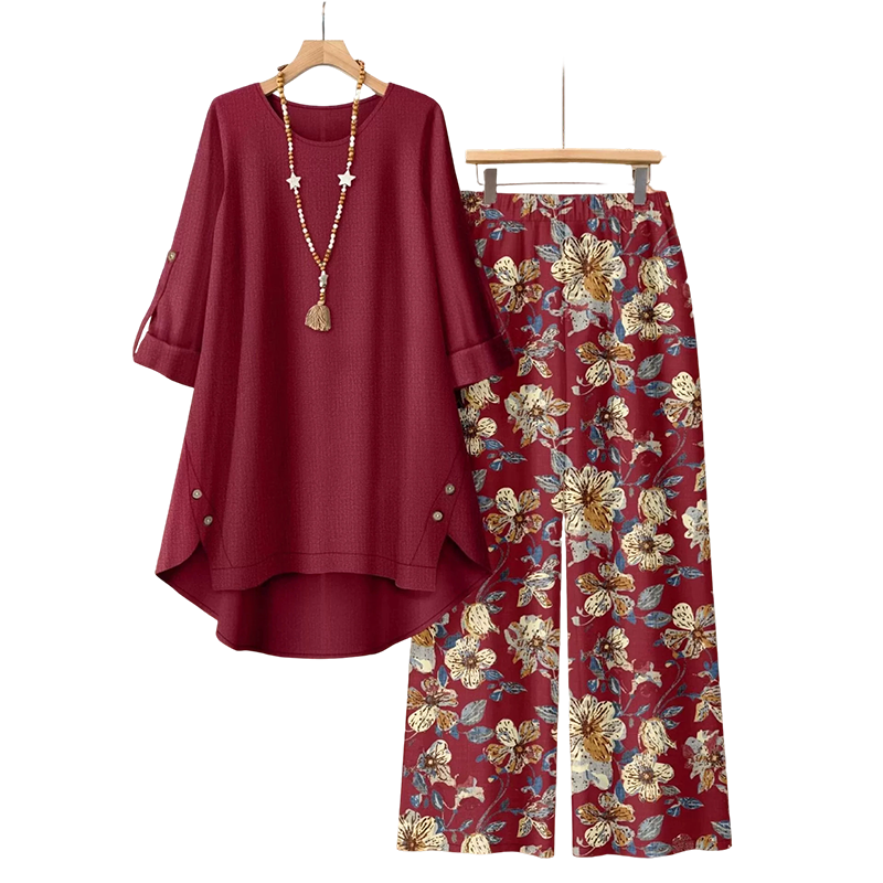 🔥 Letzter Tag! 50% Rabatt NEU Damen 2-Teiler Baumwoll-Leinen Set ✨ Boho Blumenprint, locker & atmungsaktiv für Sommer & Urlaub-8