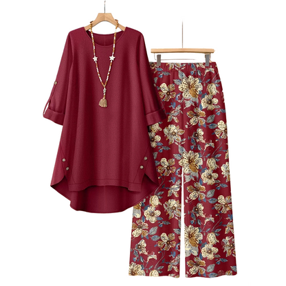 🔥 Letzter Tag! 50% Rabatt NEU Damen 2-Teiler Baumwoll-Leinen Set ✨ Boho Blumenprint, locker & atmungsaktiv für Sommer & Urlaub-8