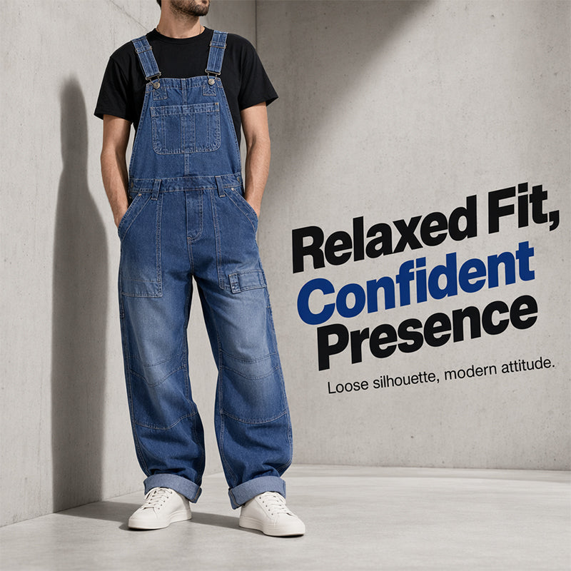 🏆 Verkaufsschlager – jetzt halber Preis! 👖 Klassischer Jeansoverall für Herren mit verstellbaren Trägern-3
