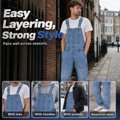 🏆 Verkaufsschlager – jetzt halber Preis! 👖 Klassischer Jeansoverall für Herren mit verstellbaren Trägern-4