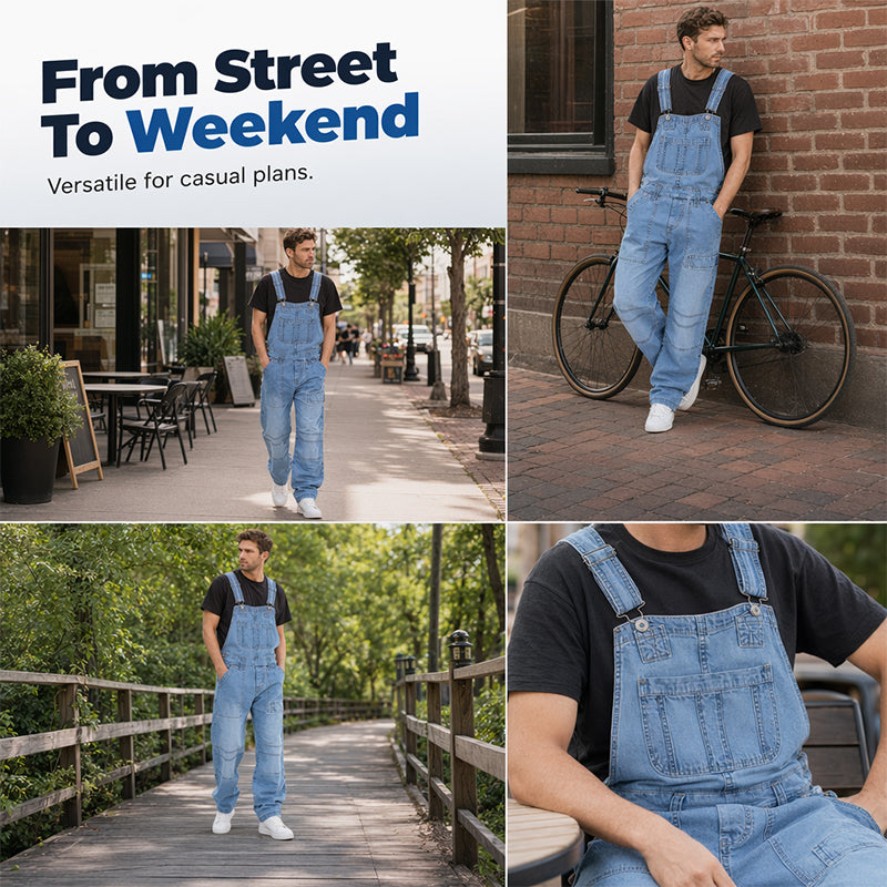 🏆 Verkaufsschlager – jetzt halber Preis! 👖 Klassischer Jeansoverall für Herren mit verstellbaren Trägern-7