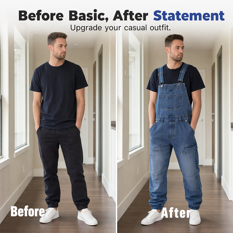 🏆 Verkaufsschlager – jetzt halber Preis! 👖 Klassischer Jeansoverall für Herren mit verstellbaren Trägern-8