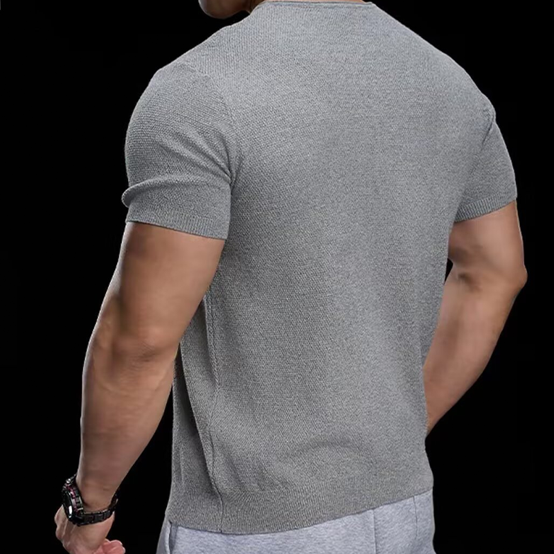 👕 50% RABATT! ✨ Atmungsaktives V-Ausschnitt Strick-T-Shirt – Strukturiert & sportlicher Schnitt – Perfekt für Gym, Streetstyle oder den Alltag – bequem & vielseitig 🏋️🔥-3