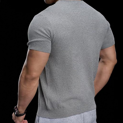 👕 50% RABATT! ✨ Atmungsaktives V-Ausschnitt Strick-T-Shirt – Strukturiert & sportlicher Schnitt – Perfekt für Gym, Streetstyle oder den Alltag – bequem & vielseitig 🏋️🔥-3