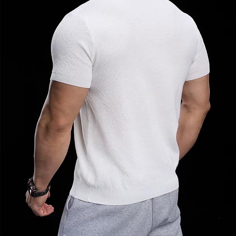 👕 50% RABATT! ✨ Atmungsaktives V-Ausschnitt Strick-T-Shirt – Strukturiert & sportlicher Schnitt – Perfekt für Gym, Streetstyle oder den Alltag – bequem & vielseitig 🏋️🔥-5