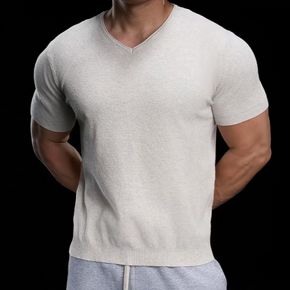 👕 50% RABATT! ✨ Atmungsaktives V-Ausschnitt Strick-T-Shirt – Strukturiert & sportlicher Schnitt – Perfekt für Gym, Streetstyle oder den Alltag – bequem & vielseitig 🏋️🔥-7