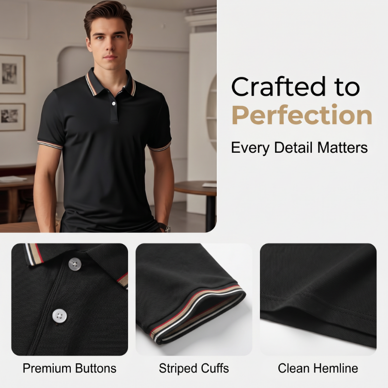 👔 Herren Poloshirt mit Kontrastkragen ☀️ Schnell Trocknend, Bequem & Ideal für Sommer und Freizeit-3