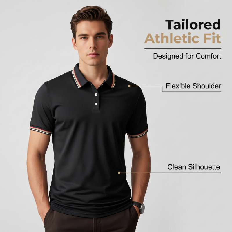 👔 Herren Poloshirt mit Kontrastkragen ☀️ Schnell Trocknend, Bequem & Ideal für Sommer und Freizeit-7