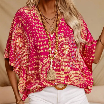 🌺 Neuheiten – V-Ausschnitt-Top mit Blumenprint – leicht und luftig für den Urlaub 🌿-4
