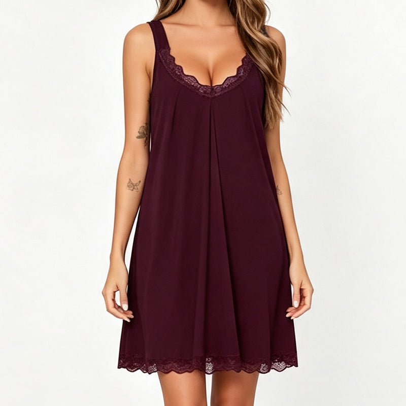 👗🌙 50% RABATT! Damen Spitzen-V-Ausschnitt Nachthemd – Lockeres Modal Unterkleid – Bequem, atmungsaktiv & perfekt für erholsamen Schlaf ✨-13