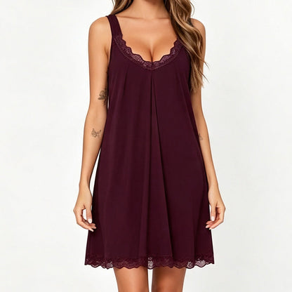 👗🌙 50% RABATT! Damen Spitzen-V-Ausschnitt Nachthemd – Lockeres Modal Unterkleid – Bequem, atmungsaktiv & perfekt für erholsamen Schlaf ✨-13