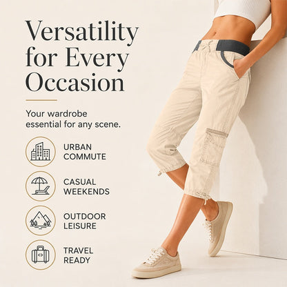 Capri-Cargo-Hose mit hoher Taille für Damen-5