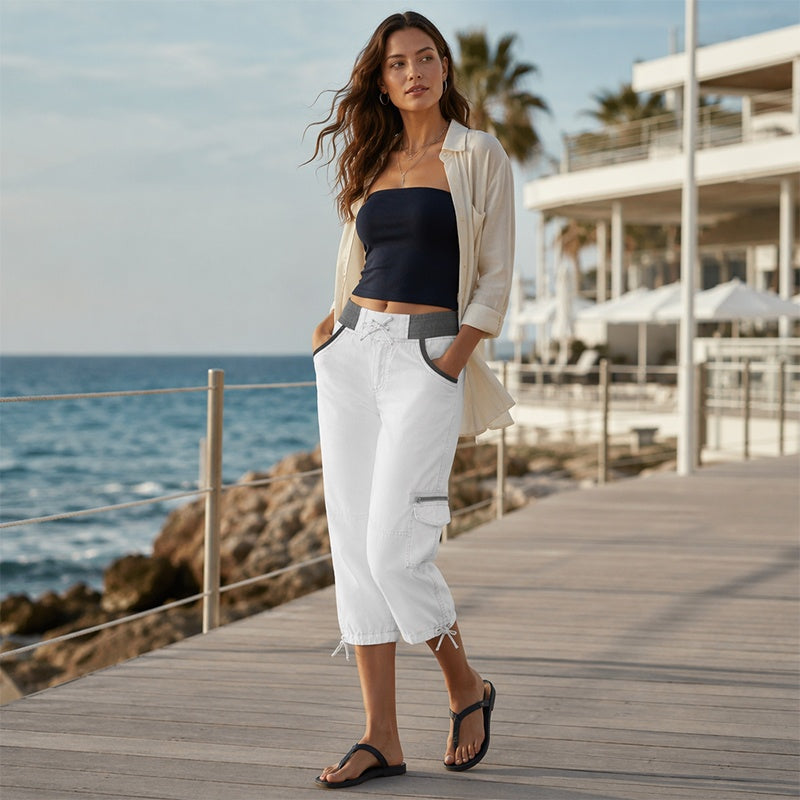 Capri-Cargo-Hose mit hoher Taille für Damen-7