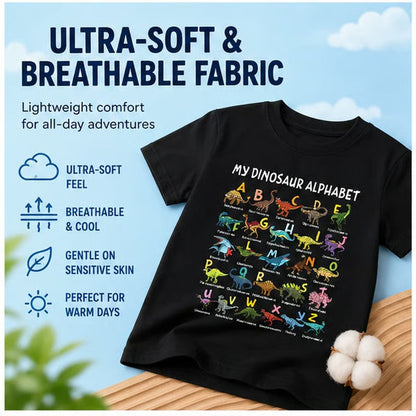 📢📢 50 % Rabatt!! 🥳🎁 Kinder-T-Shirt mit Dinosaurier-Alphabet-Grafik 🦕🔤-1