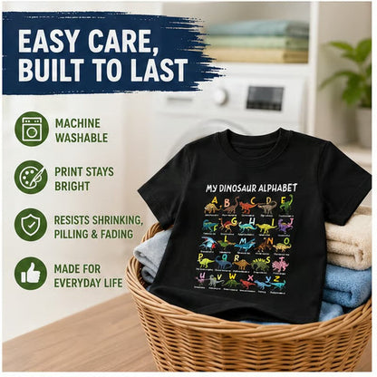📢📢 50 % Rabatt!! 🥳🎁 Kinder-T-Shirt mit Dinosaurier-Alphabet-Grafik 🦕🔤-5