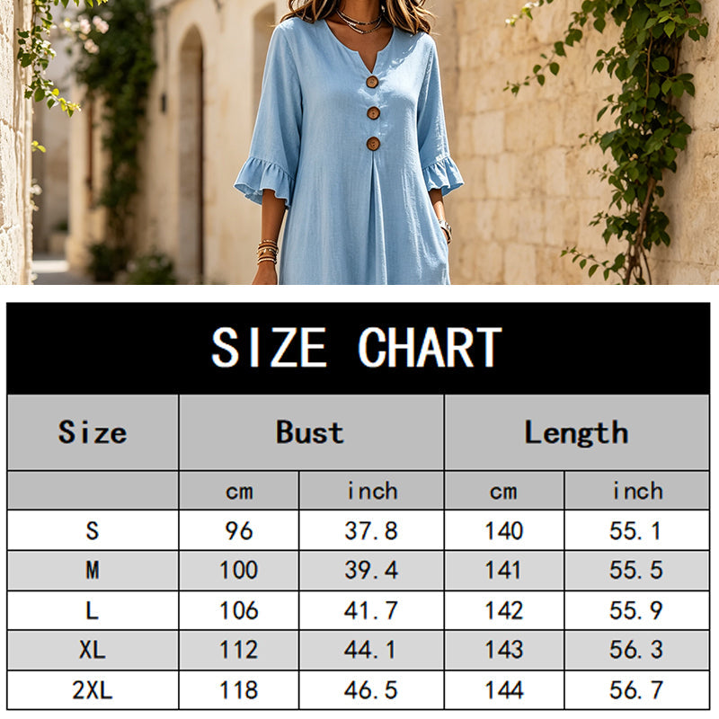 👗Maxikleid für Damen mit V-Ausschnitt und Rüschenärmeln-7