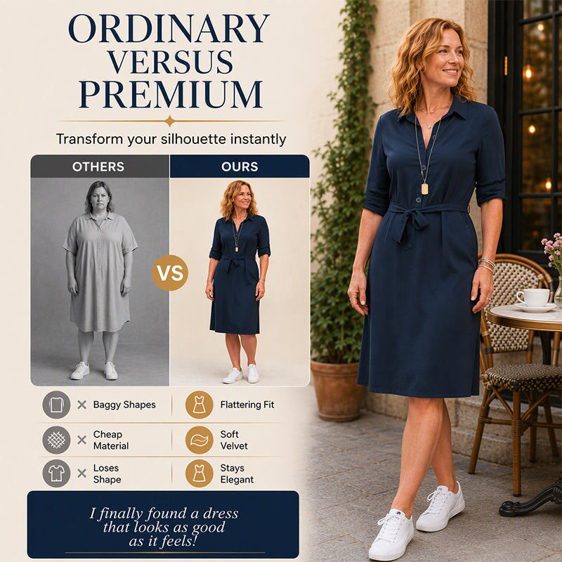 👗 Damen-Shirtkleid mit 3/4-Ärmeln & Gürtel – Figurschmeichelnd, vielseitig & bequem | Perfekt für jeden Anlass-2