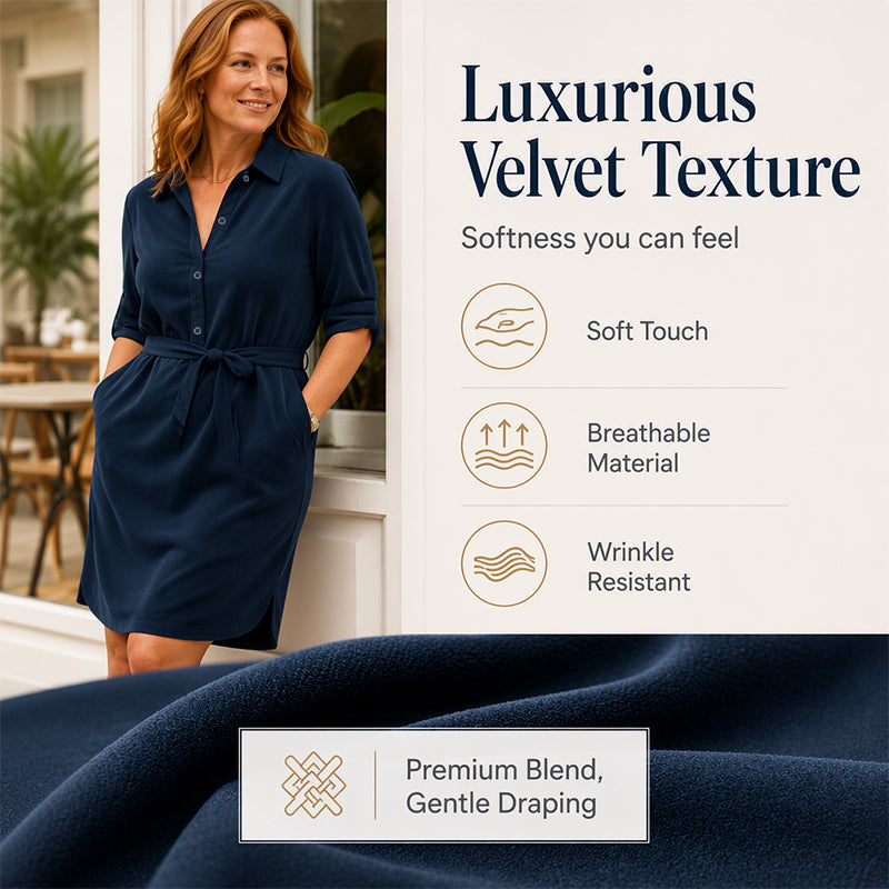 👗 Damen-Shirtkleid mit 3/4-Ärmeln & Gürtel – Figurschmeichelnd, vielseitig & bequem | Perfekt für jeden Anlass-3
